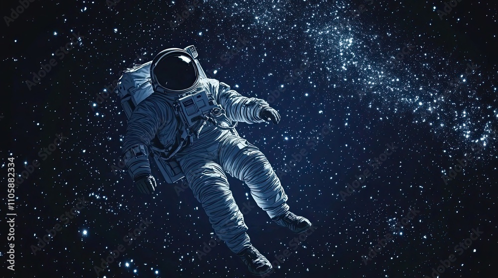 Canvas Prints solitary astronaut floating through vast starry space