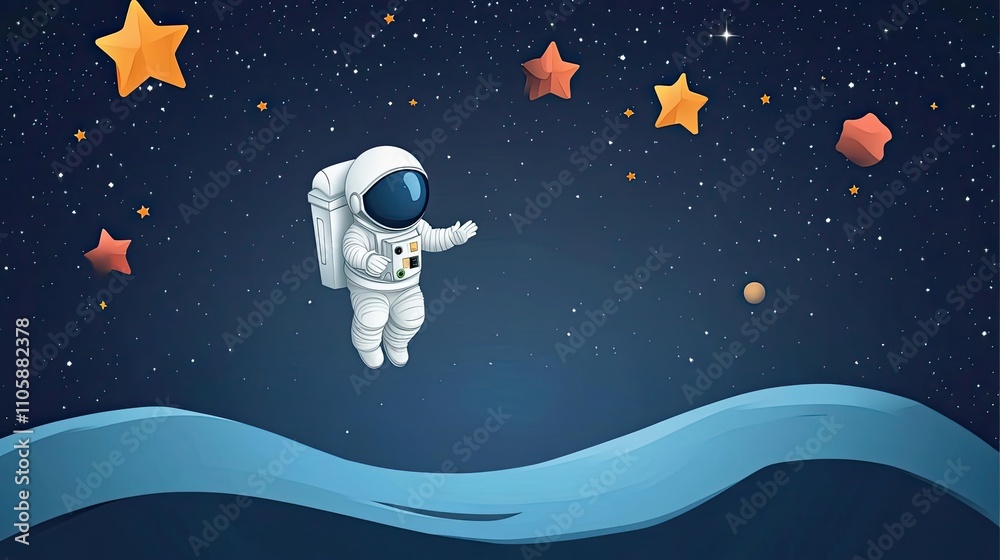 Canvas Prints astronaut floating in space among stars