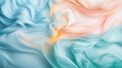 Obraz premium Organic abstract image with soft flowing paint drips blending warm and cool tones the colors merge naturally creating intricate patterns that evoke the feeling of watercolor with delicate lighting 