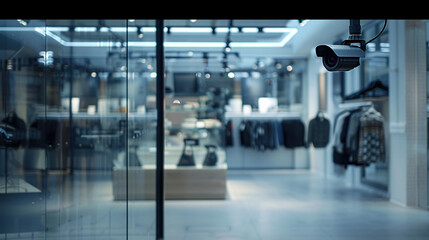 Control in a public place. Modern technology. Hidden security camera in a mall or clothes store