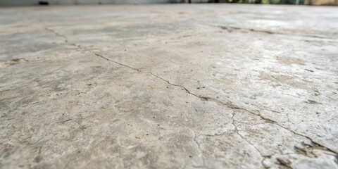 Cracked Concrete Surface A Detailed Close-up of Weathered, Grey Pavement Showing Extensive Fractures and Imperfections