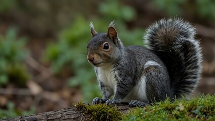 Fototapeta premium Cute black and grey squirrel in PA.