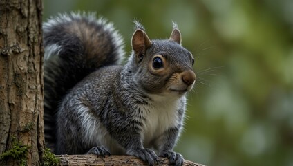 Fototapeta premium Cute black and grey squirrel in PA.