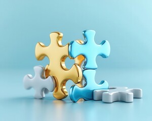 Obraz premium Prosperity puzzle pieces fitting together, wealth concept, 3D illustration