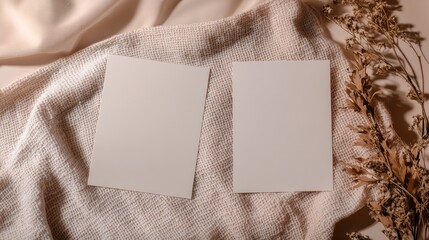 Fototapeta premium Wedding Invitation Mockup for Printing with White Design