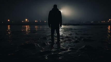 Couple Walking on the Beach at Sunset Silhouette by the Ocean Shore