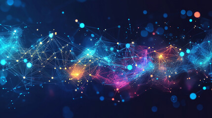 Fototapeta premium Abstract graphics blend with holographic designs to signify technological advancement.