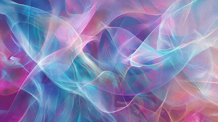 Abstract graphics blend with holographic designs to signify technological advancement.