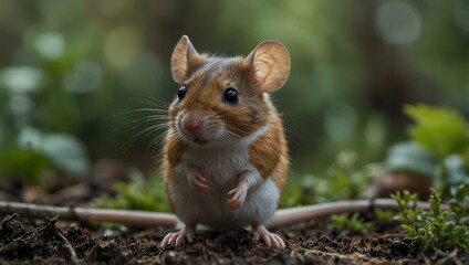 Cute mouse in nature.