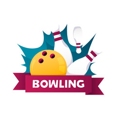 Bowling elements with ball label isolated PNG
