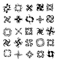 set of black floral patterns like square shapes