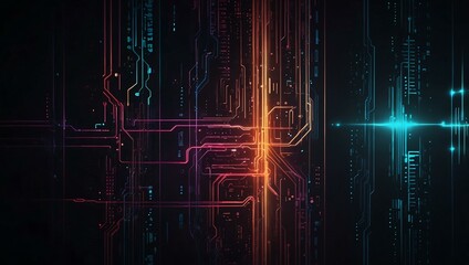 Fototapeta premium Cyberpunk abstract lines in a gradient style.