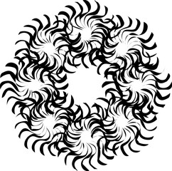 Black flower vector icon. Vibrant floral design. Abstract petal and symmetrical shape for graphic design and websites. Decorative flower for creative project isolated on transparent background.