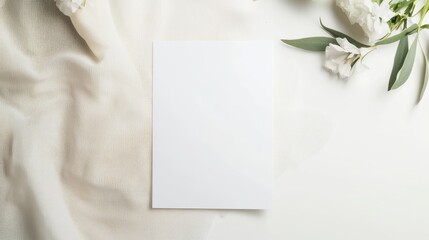 Fototapeta premium White Wedding Card Design Mockup for Invitation Templates