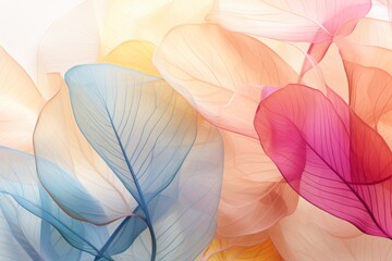 Layered Leaf Patterns in Light Pink and Beige Hues"