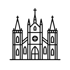 Fototapeta premium Vector of a classic church featuring a bell tower and cross, suitable for Christian-themed posters.