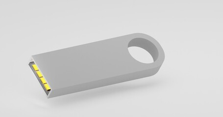 USB Flash Drive with Minimalist White background  3D illustration