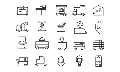 Collection of Line Icons for Logistics and Delivery Services