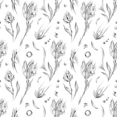 Lace flowers - delicate seamless abstract pattern.