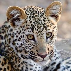 Leopard cub experiencing the world