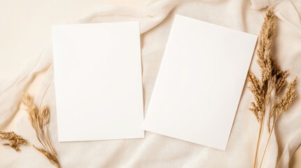 Luxury Wedding Card Template Mockup on Elegant White