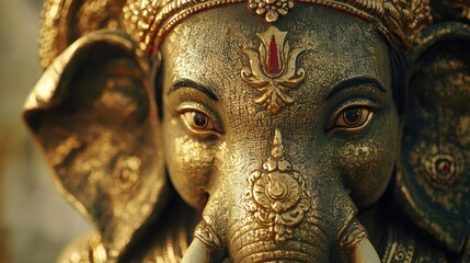 Fototapeta premium Statue of Lord Ganesha A Revered Deity with an Elephant Head Concept Indian Deity Elephantheaded God Hindu faith Religious Symbolism Sacred Figurine