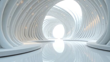 Futuristic White Pattern Architecture Design, Abstract Perspective, AI Art