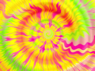 Spiral tie dye background with vibrant lime green and yellow swirling patterns,  modern bohemian decor,  geometric print wallpaper
