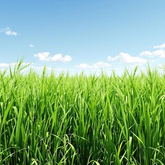 Obraz premium Tall blades of green grass swaying gently in the breeze, serene background, tall grass, foliage