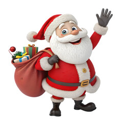 Jolly Santa Claus with Gift Bag