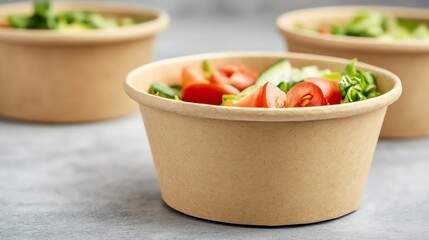 Fresh salad in eco-friendly bowl. Healthy meal.