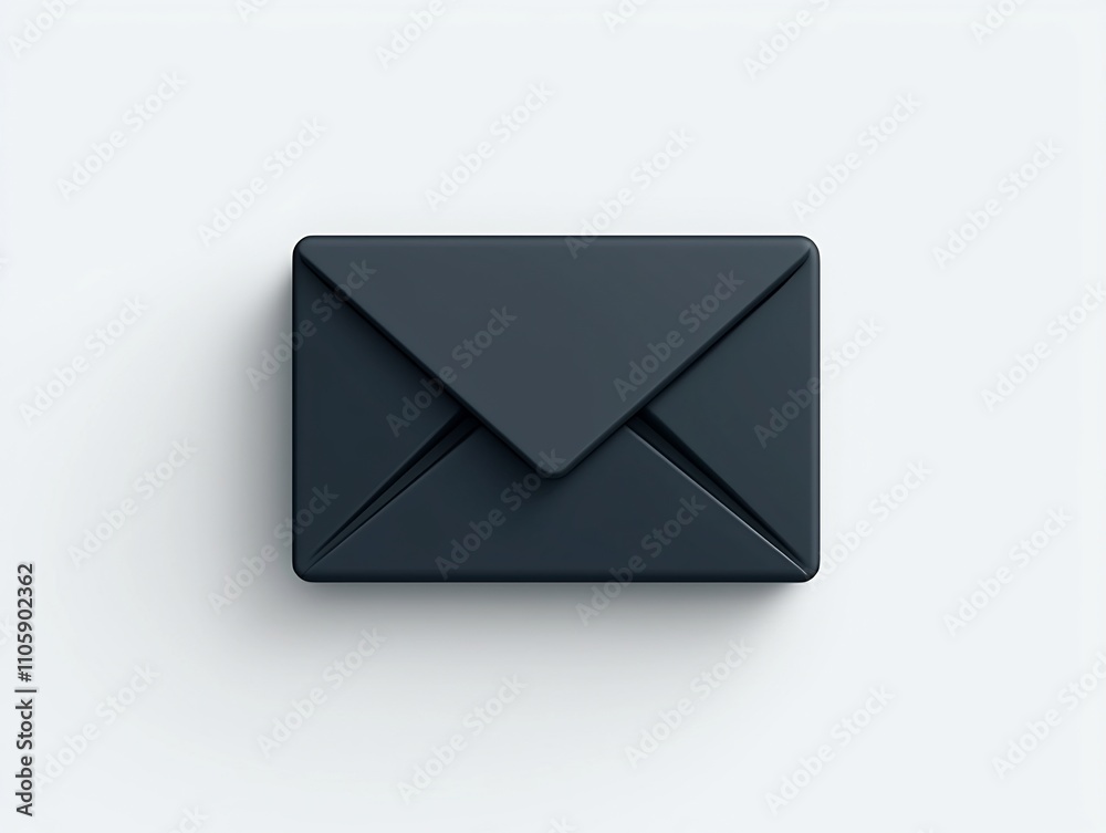 Poster minimalist envelope icon with sharp edges and subtle shadows on clean white background