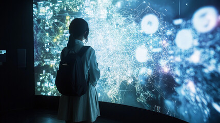 Interactive elements symbolize the growing impact of AI in global connectivity.