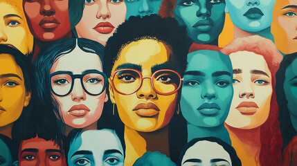 Obraz premium Interconnected portraits inspire the creation of supportive and inclusive communities across industries.