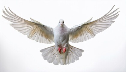 Obraz premium Flying white doveon isolated white backgroud 