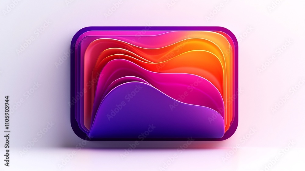 Wall mural minimalist folder icon with clean lines and vibrant color gradient on white background