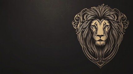 Majestic Lion Head Ornate Design Dark Background