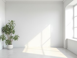 Fototapeta premium White office interior with wall mockup