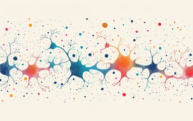 Naklejka premium Vibrant Artistic Representation of Neural Networks and Synapses
