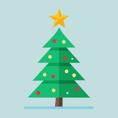 Cartoon Christmas Tree with Star Vector Illustration