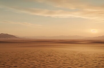 Fototapeta premium Serene desert landscape at sunset.
