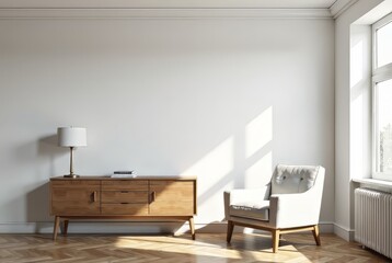Minimalist Credenza Room Mockup - 3D Render