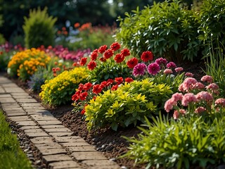Decorative flower bed in a garden.