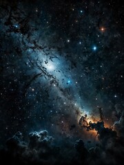 Obraz premium Deep space with a view of stars and distant galaxies.
