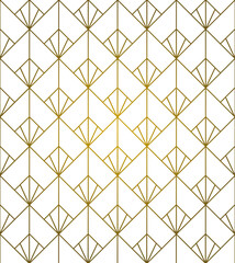 Ornement décoratif Motif abstrait Diamant Flocon Carré Réseau de style Art Déco géométrique Doré Or sur Fond Blanc
