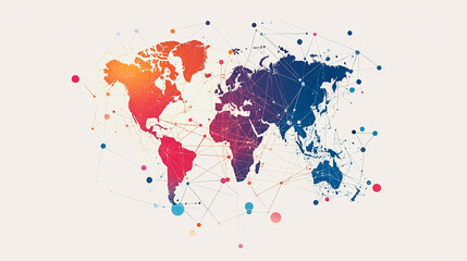 Fototapeta premium The network's diverse nodes highlight the power of inclusivity in driving global innovation and success.