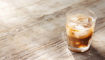 Refreshing drink with ice in a glass.