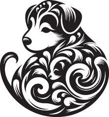 Cute dog silhouette vector art featuring adorable canine outlines, perfect for designs, prints, and digital projects.
