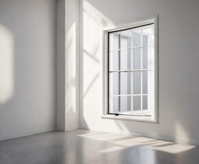 Dramatic window shadow contrasting with white wall, wall, drop, window, light, white