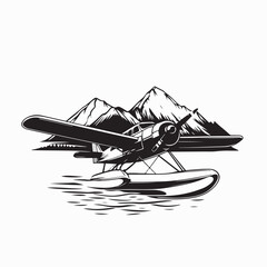 Seaplane Images vector. Seaplane landing on water image vector isolated on white background.
